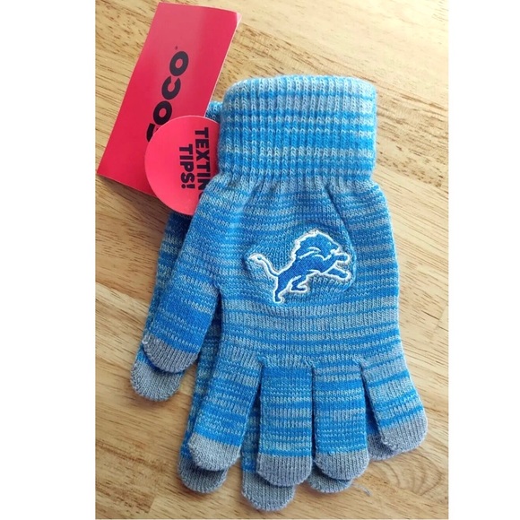 Detroit Lions Infinity Scarf & Glove Set Knit Color Blend Texting Finger Tips - Picture 5 of 6